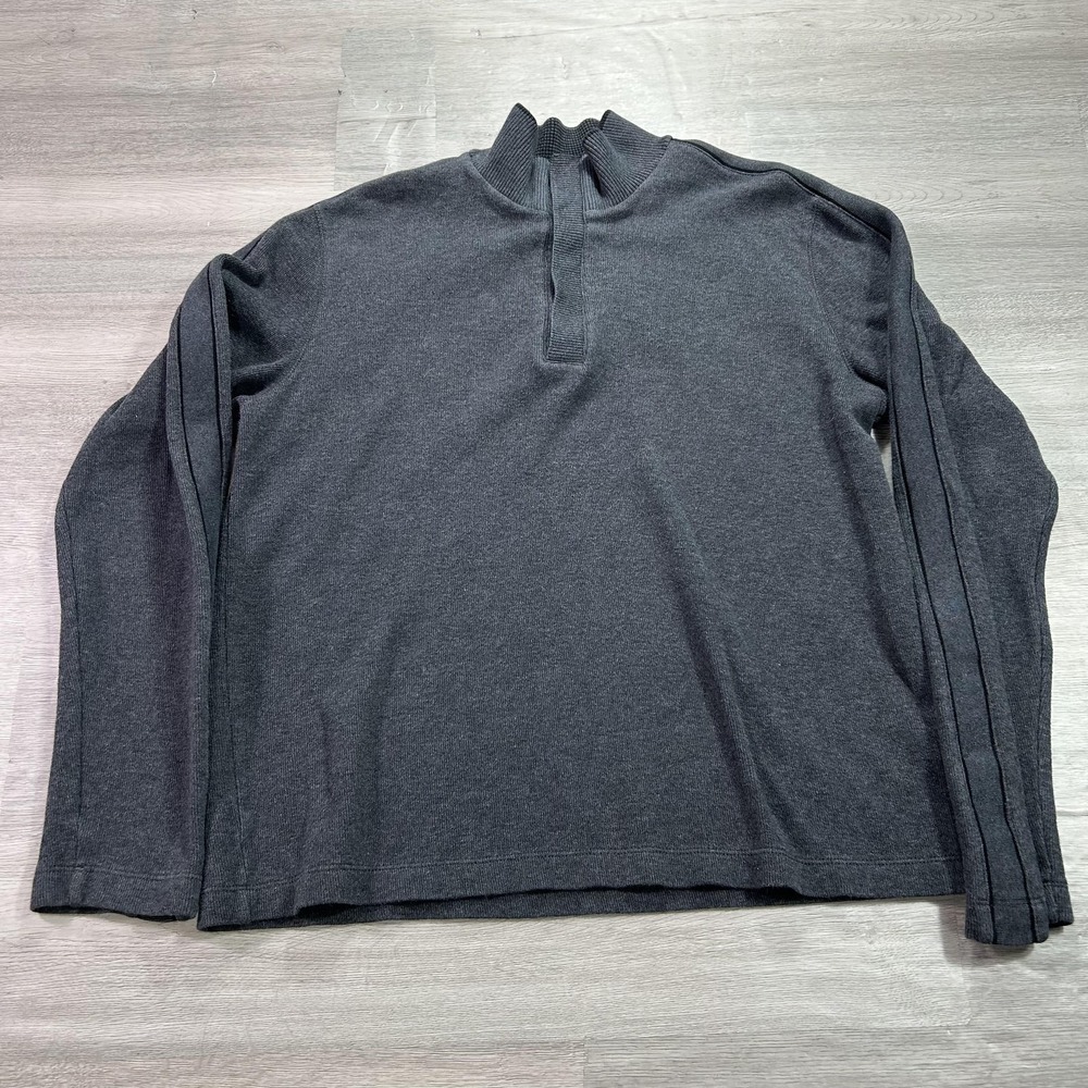 Hugo Boss Sweater Mens Large Gray Mock Neck Knit Pullover Regular Fit
